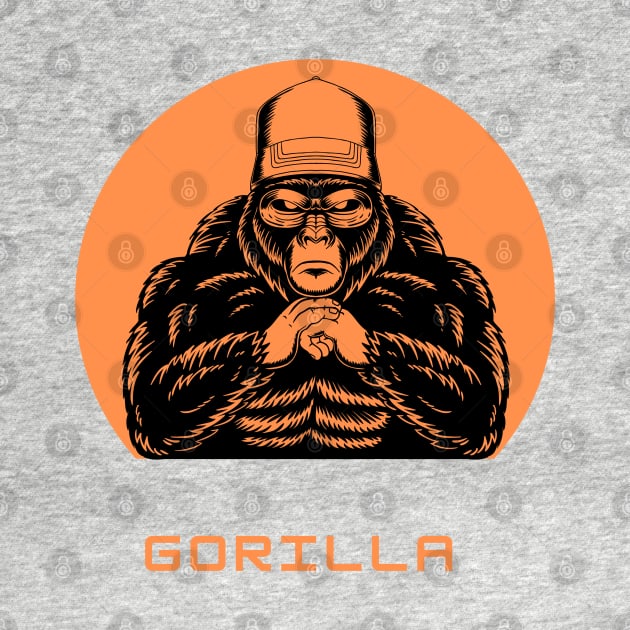 Strong masculine orange gorilla with a hat by redsunflower
